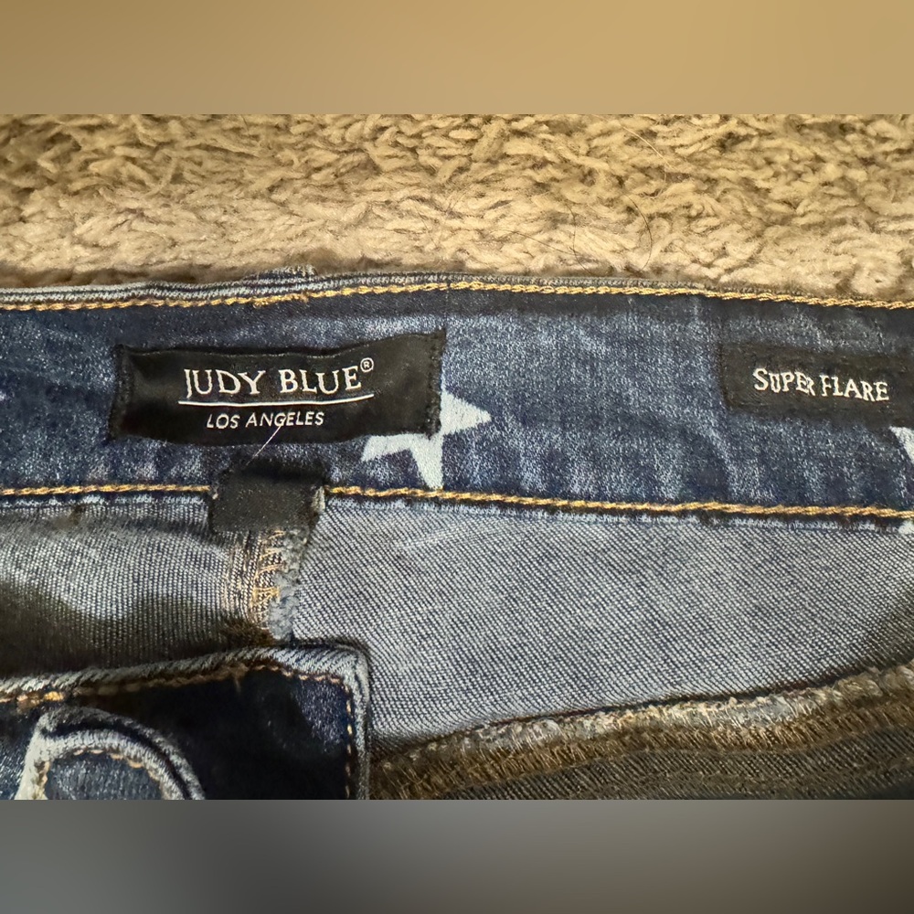 Judy Blue Denim Jeans. Super Flare Star Print Size 18W - Picture 5 of 5